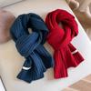 New Wool Scarf Women's Autumn and Winter Red Versatile Shawl Thickened Warm Knitted Scarf Universal