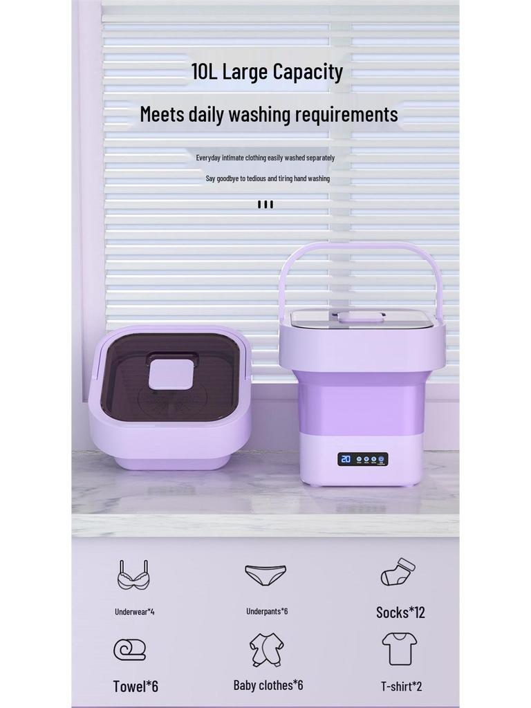 Mașină de spălat compactă pliabilă: Spălare și Centrifugare de Capacitate Mare pentru Spații Mici. Ideal pentru Lenjerie Intimă, Șosete, Haine de Bebeluș, Cămine Studențești și Case.