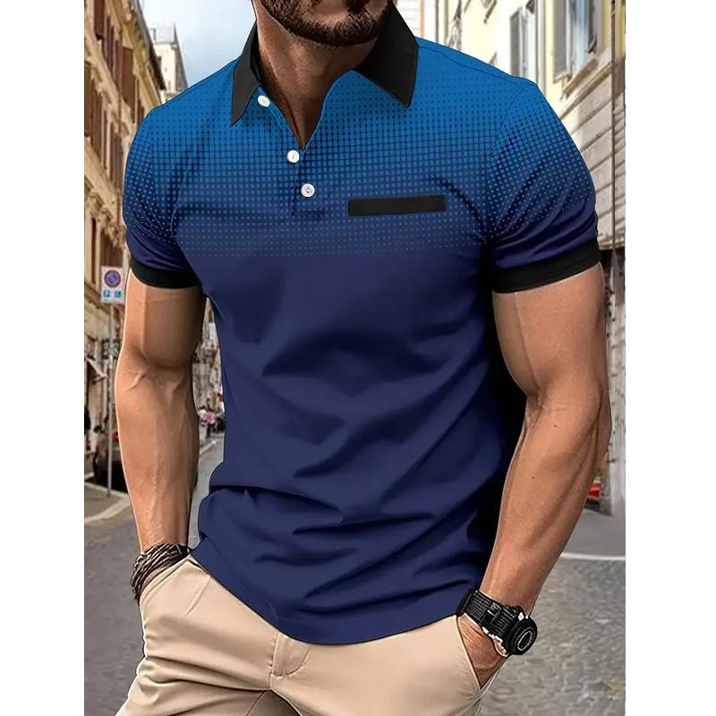 New Summer Men Clothes Short Sleeve Fashion Slim Fit 100% Polyester Polo Shirt Men Business Casual Lapel Golf Polo Shirt