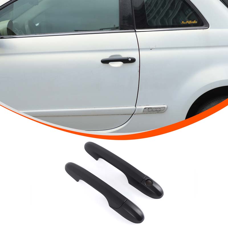 ABS Carbon fiber/Glossy Black For Fiat 500 And Abarth 595 695 2007+ Car Door Handles Decorative Cover Trim Exterior Accessories