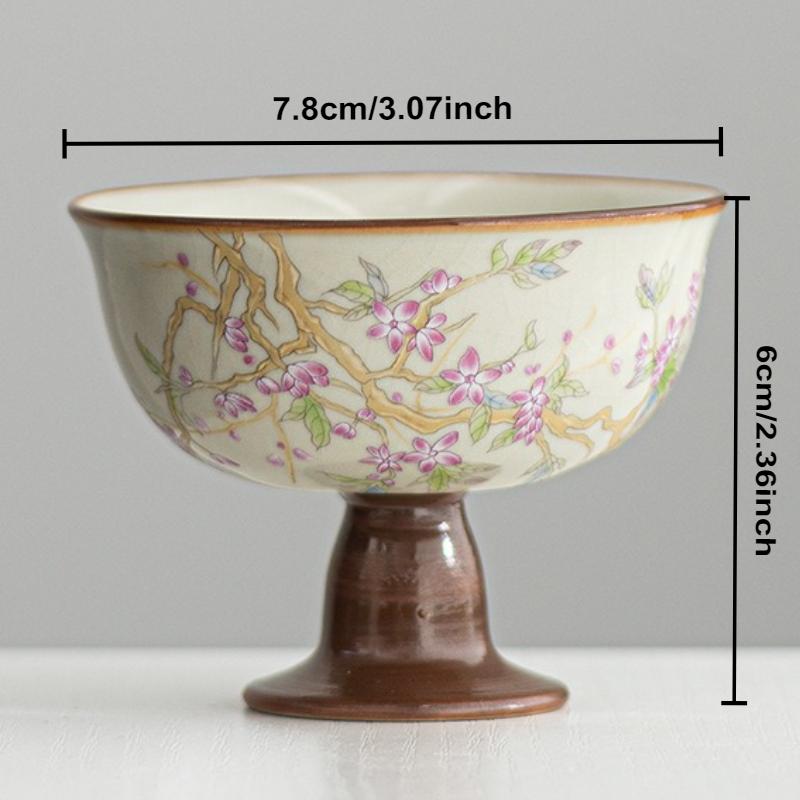 Ru Kiln Ceramic Master Cup Creative Peach Blossom Teacup Small Tasting Mug Tea-calix Chinese Kungfu Tea Bowl Household Teaware