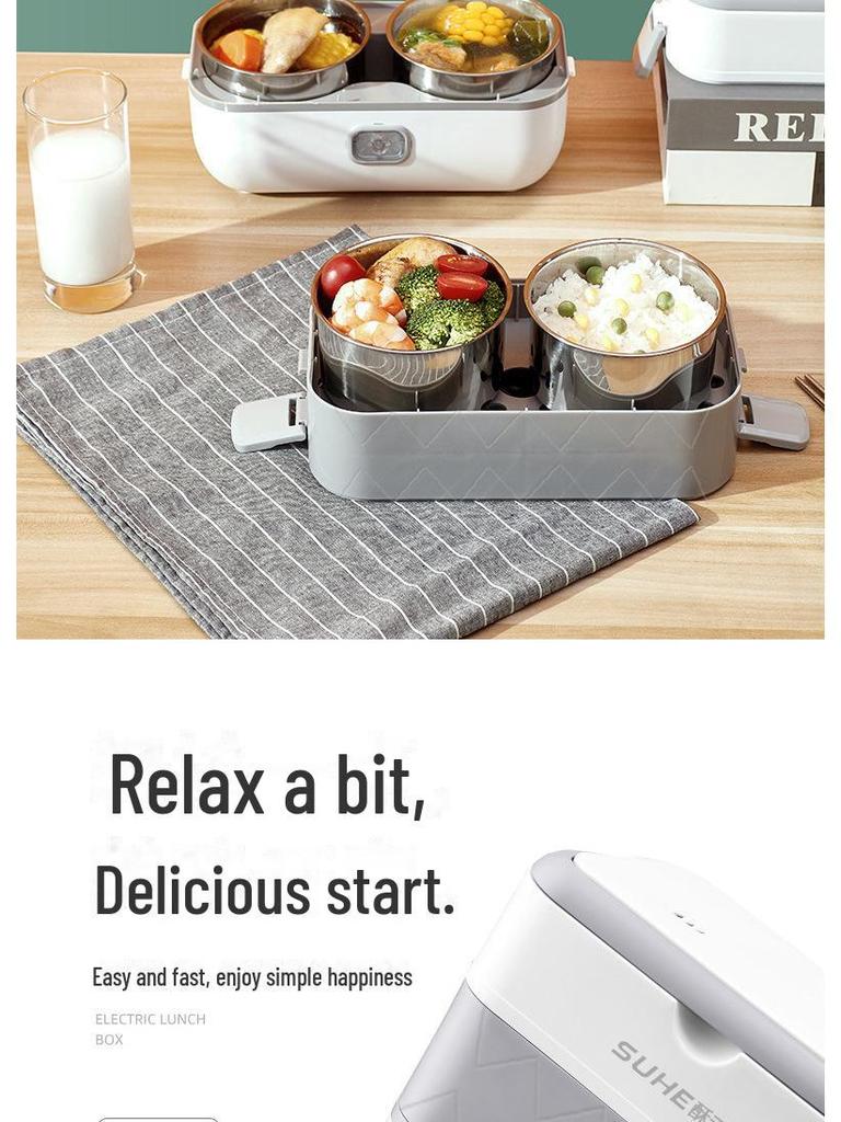 Portable Electric Lunch Box for Heating, Steaming, Cooking, and Warm Food Storage - Ideal for Office Workers