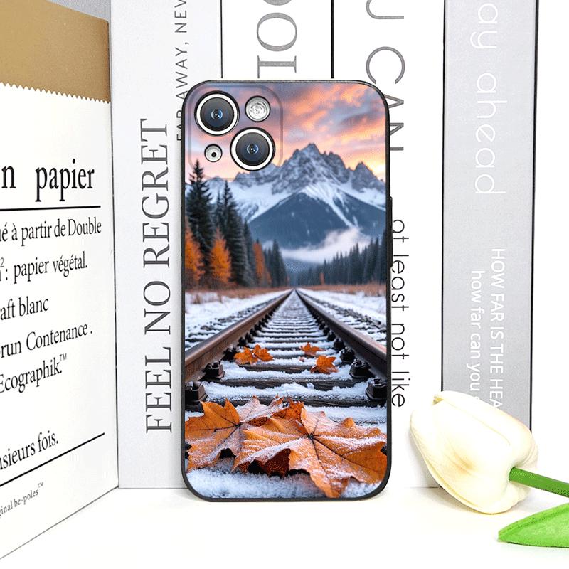 Vintage lesní krajina Sněžná hora Scenérie Pouzdro na telefon pro iPhone 17 16 12 11 14 Plus 13 15 ProMax 13 Mini X XS XR Měkký kryt