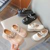 Autumn New Korean Version Pearl Bow Girls Comfortable Soft-soled Leather Shoes