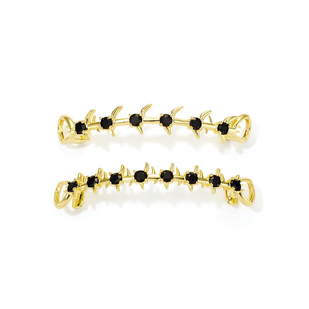 Stock Hiphop Rap Style Thorn Spike Grillz Inlaid Black Zircon Personality Rapper Cosplay Novelty Oral Teeth Jewelry