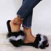 Fashion Fashion Colorful Flat Heels Soft Fur Slides Plus Size 43 Sexy Patchwork Long Plush Slippers Women Women Slip On Outdoor Slippers