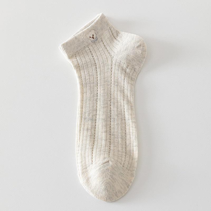 Summer Socks Thin Women'S Boneless Versatile Short Socks Style Mesh Socks Breathable Low-Top Cute Short Socks Black