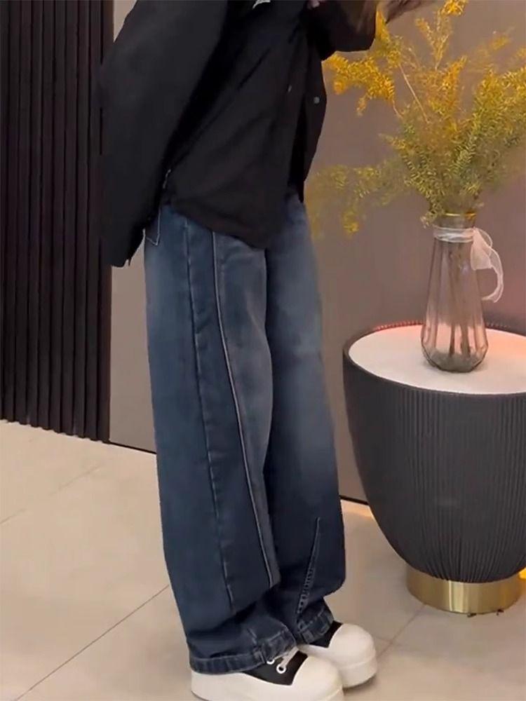 Autumn 2025 Retro Wide-Leg Jeans for Plus Size Women: Pear Shape & Hip-Covering Banana Pants