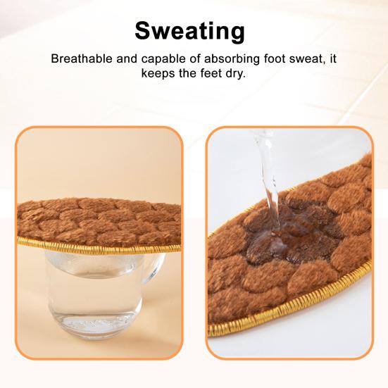 2 Pairs Warm Winter Insoles Thickened Plush Anti-Slip Shoe Inserts Breathable Temperature-Locking Foot Warmers