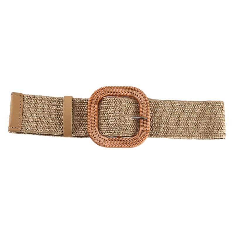Plastic Buckle Waist Belt Aesthetic Braided Belt Decorative Waistband Wide Belt for Dress Elegant Weaving Waiststrap