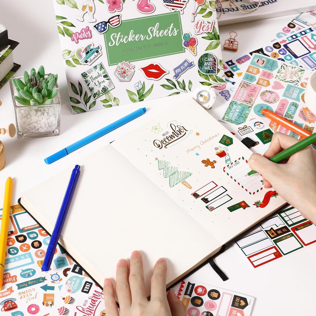 Planner Stickers - Monthly Planner Stickers and Accessories 25 Pages 1500 + Stunning Functional and Colorful Designs, Calendar Sticker Includes
