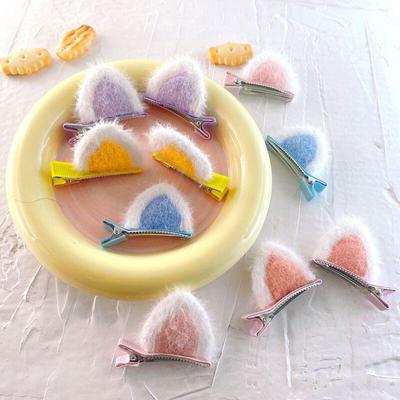 Set di 2 Fermagli per Capelli Peluche con Orecchie da Gatto Carini Cartoni Animati Design Tridimensionale Stile Coreano Per Bambine Accessori per Capelli