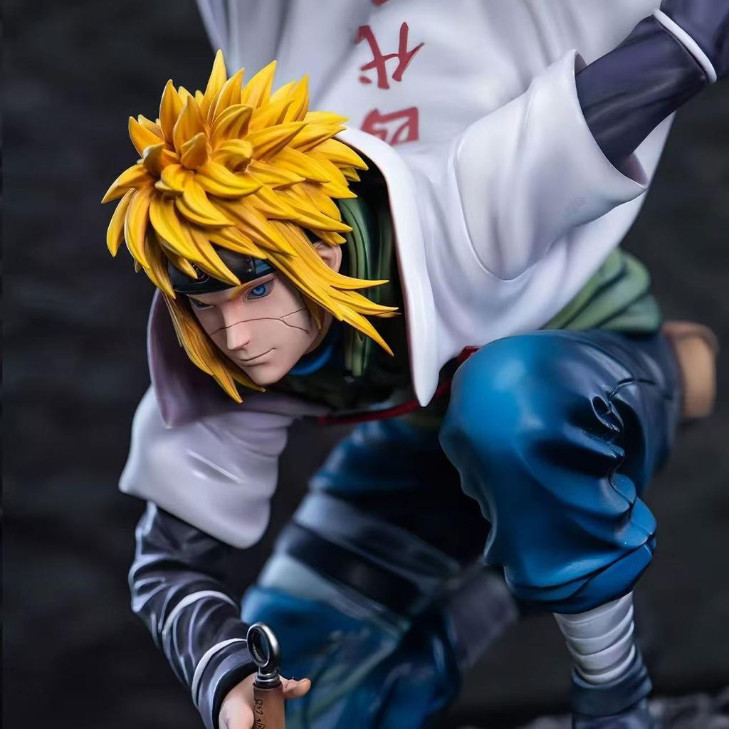 21cm Naruto Anime Figure Gk Minato Namikaze Statue Decoration Collectable Action Doll Model Boy Toy Gift I Am Late Kid Friendly Entertaining Fun Play