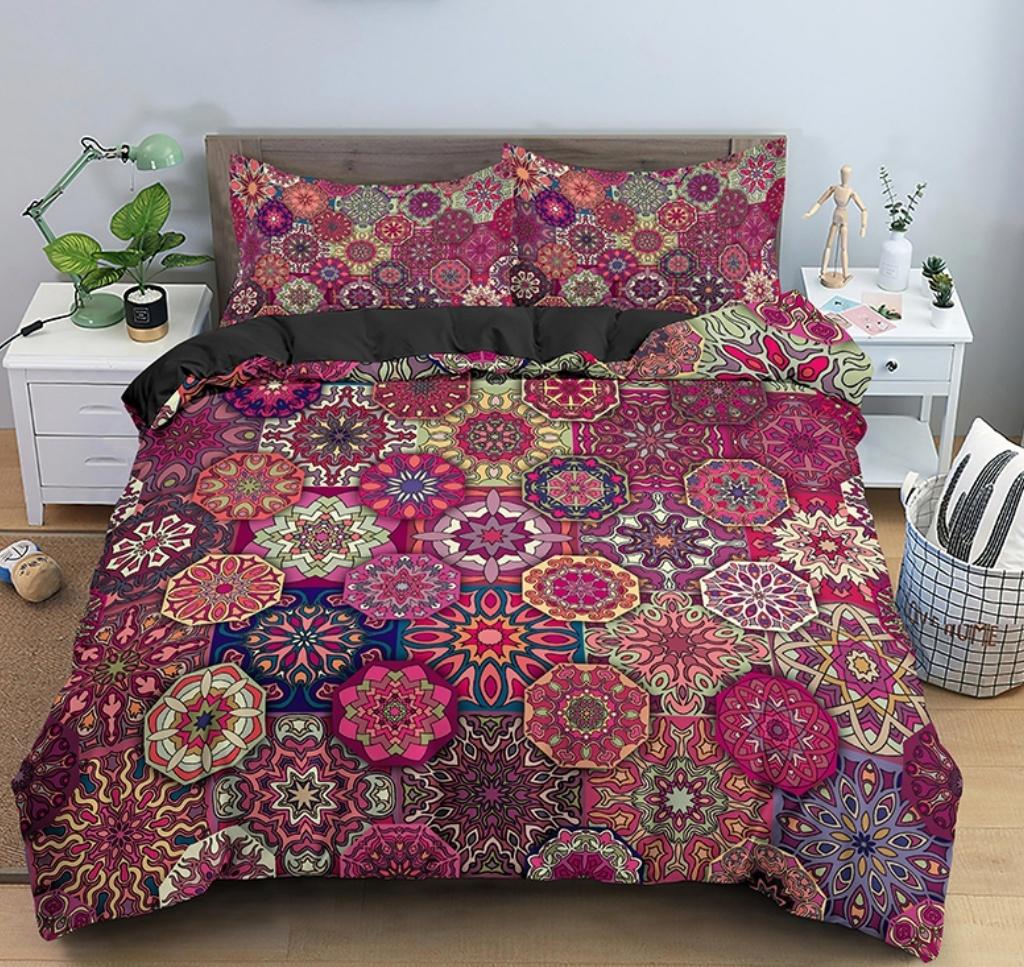 King Size Mandala Duvet Cover Queen King Quilt Cover Psychedelic Bohemian Luxury Bedding Set 3 Piece Set With 2 Pillowcases