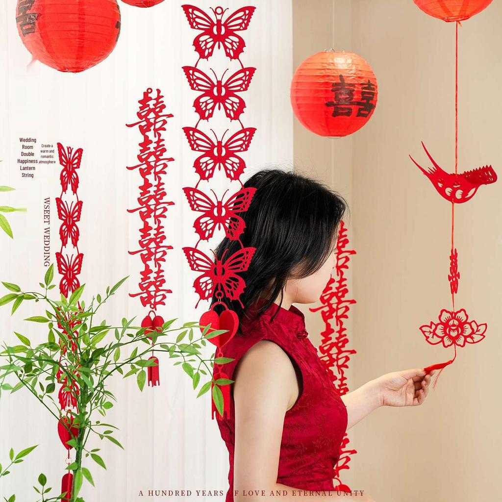 Butterfly Wedding Room Decoration Set with Lantern String and Festive Pendant