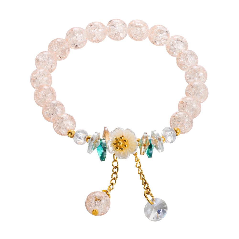 1pc Korean Style Sweet Daisy Flower Bracelet Colorful Crystal Beaded Elastic Rope for Women Girls Party Wedding Jewelry Gift