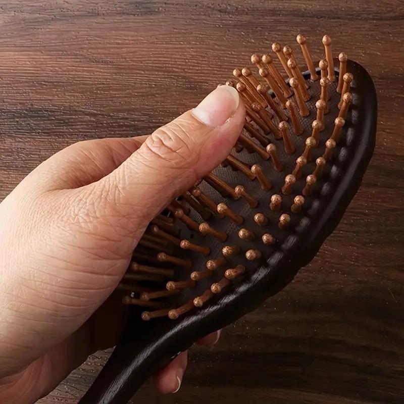 1Pc Sandalwood & Bamboo Air Cushion Brush - Gentle Scalp Massage Comb for All Hair Types with Unique Animal & Floral Designs.
