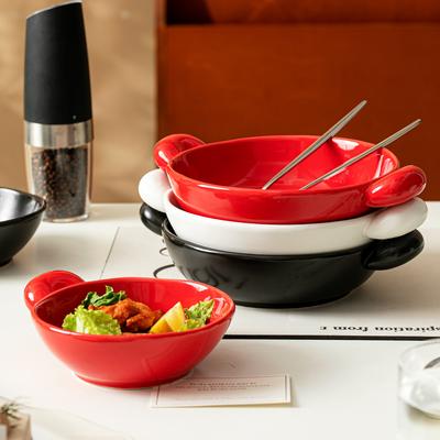 Binaural Baking Bowl Household Oven Bowl Cheese Baked Rice Bowl Creative High Value Ceramic Bowl Salad Bowl Pasta Bowl Soup Bowl