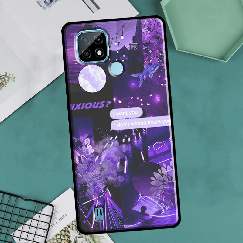 Purple Aesthetic For OnePlus 10 9 Pro 8T 9R 10R Nord2 Case For Realme 8 Pro 9 GT Neo 3 2 Master 8i 9i Cover