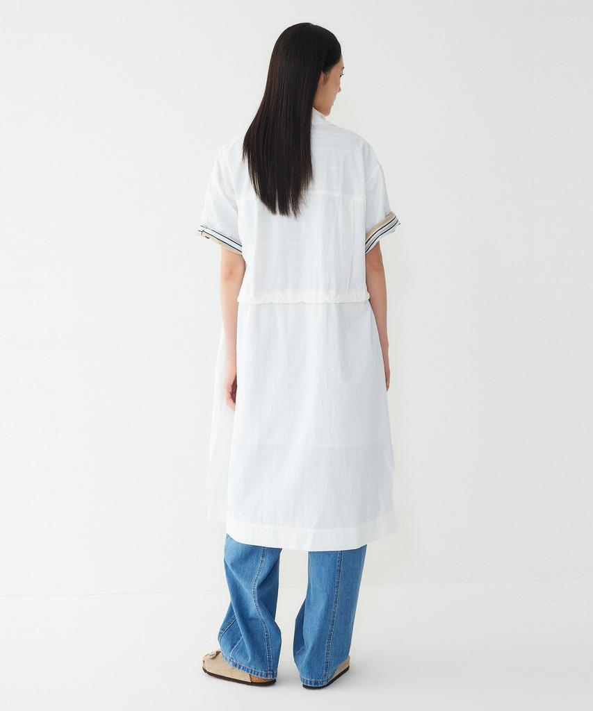 STUDIO TOMBOY Waist String Zip-Up Collared Short Sleeve Dress_White 91F6241785