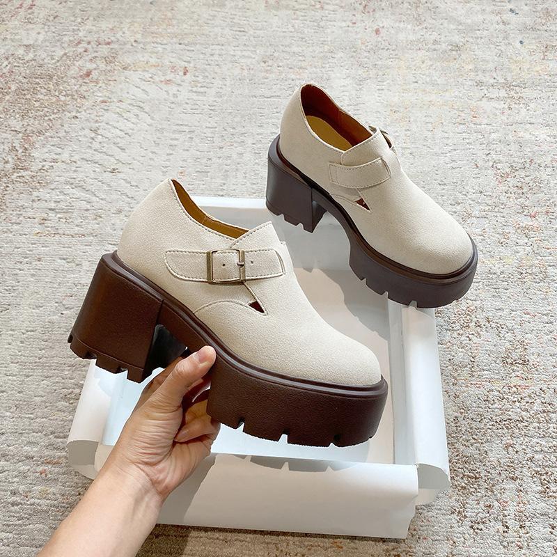 12CM inner height increase women's new thick-soled retro small outer wear single shoes small size 33