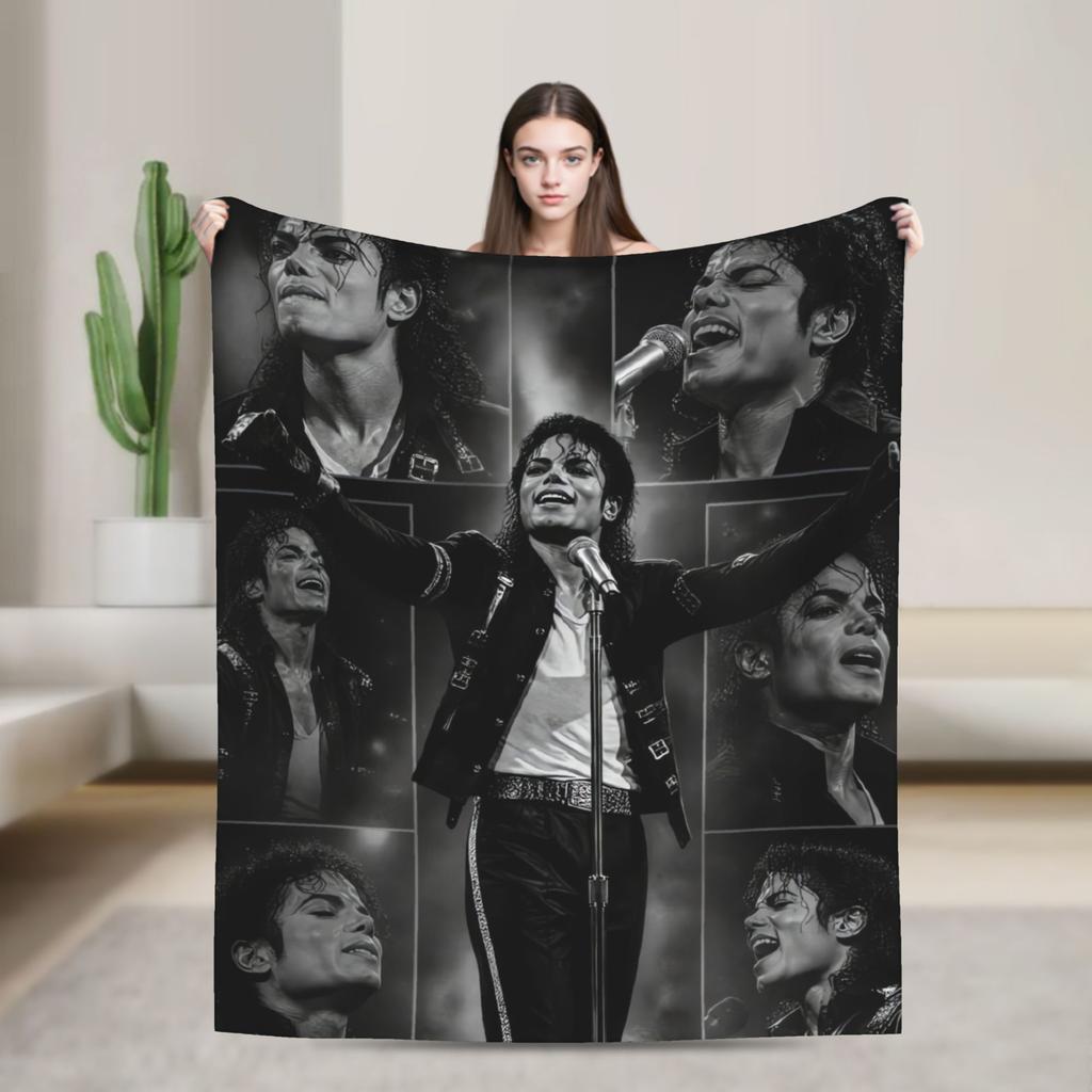 Patriotic Michael Jackson Flag Portrait Blanket Quality Soft Warm Throw Blanket Autumn Camping Bedroom Street Trend Bedspread