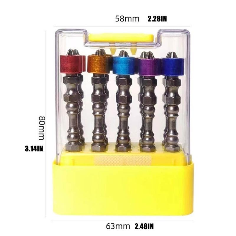 Precise 10pcs 65mm Hexagonal Shank Aluminum Circle Magnetic Screwdriver Bit Power Tool Set For Enhances Work Efficiency