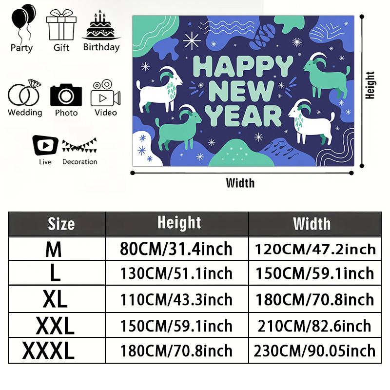Party Backdrop New Year Flat Festive Goat Pattern Multi Layered Celebrations Photo Booth Background Front Door Decor
