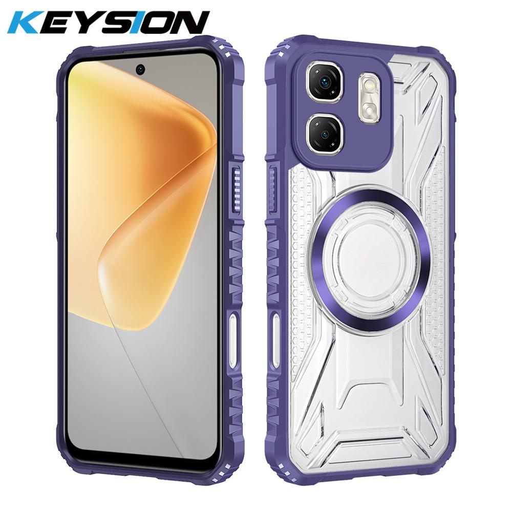 

KEYSION Прозрачный магнитный чехол для Infinix Hot 50i Мягкий силикон+ПК Сверхпрочный противоударный чехол для телефона для Infinix Smart 9 for Infinix Hot 50i чёрный