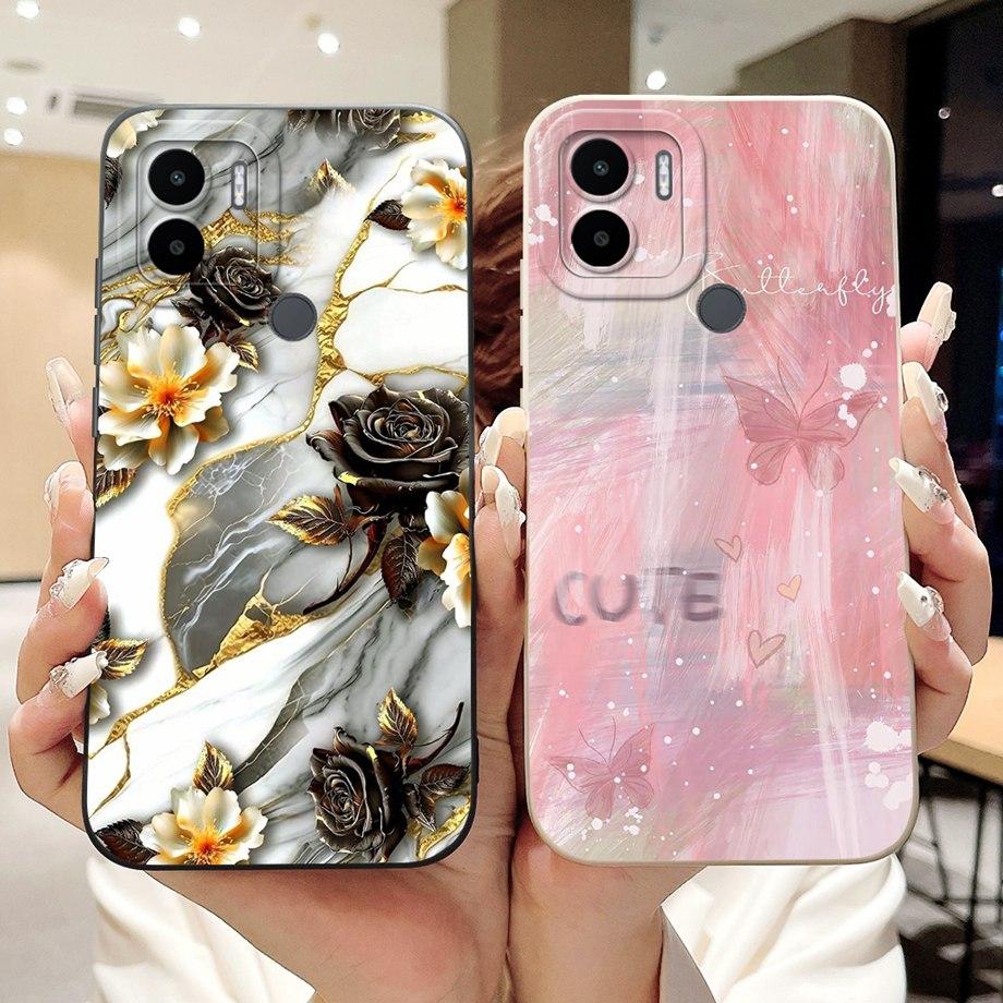 Case For Xiaomi Redmi A1+ A2+ A1 A2 A3 A3X A3 Pro Funda Redmi A5 A4 With Heart Bowknot Floral Flower Motif Cover Soft Silicone