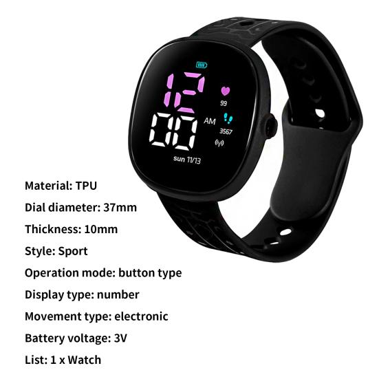 M12 Elektronische Uhr Lebenswasserdicht Modeaccessoires LED Großer Digitalbildschirm Jungen Mädchen Leuchtende LED Sport Digitaluhr für Tägliches Tragen