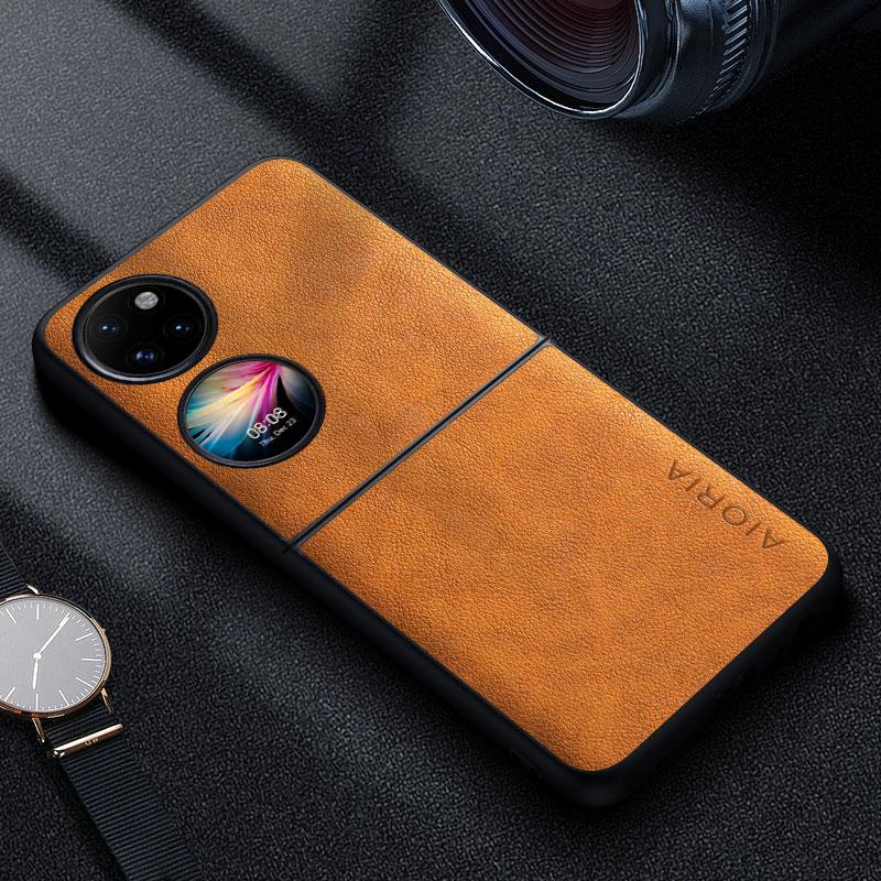 Premium Luxus Leder Handyhülle für Huawei P60 P50 Pocket 5G Retro Business Stil Einfarbige funda capa Hülle