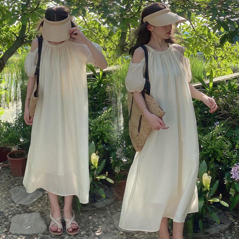 

2026 Summer Korean Off-the-Shoulder Elegant Plus-Size Dress, Size M-4XL, 200 Jin 4XL абрикосовий