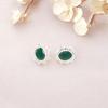 Green Onyx 925 Sterling Silver Jewelry Handmade Stud Earrings 0.54" For Women EE-151-5