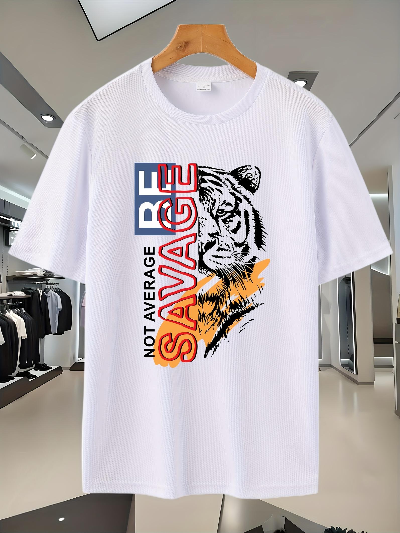 Breathable Mesh Short Sleeve T-shirt - Not Average Savage Tiger Print XXXL