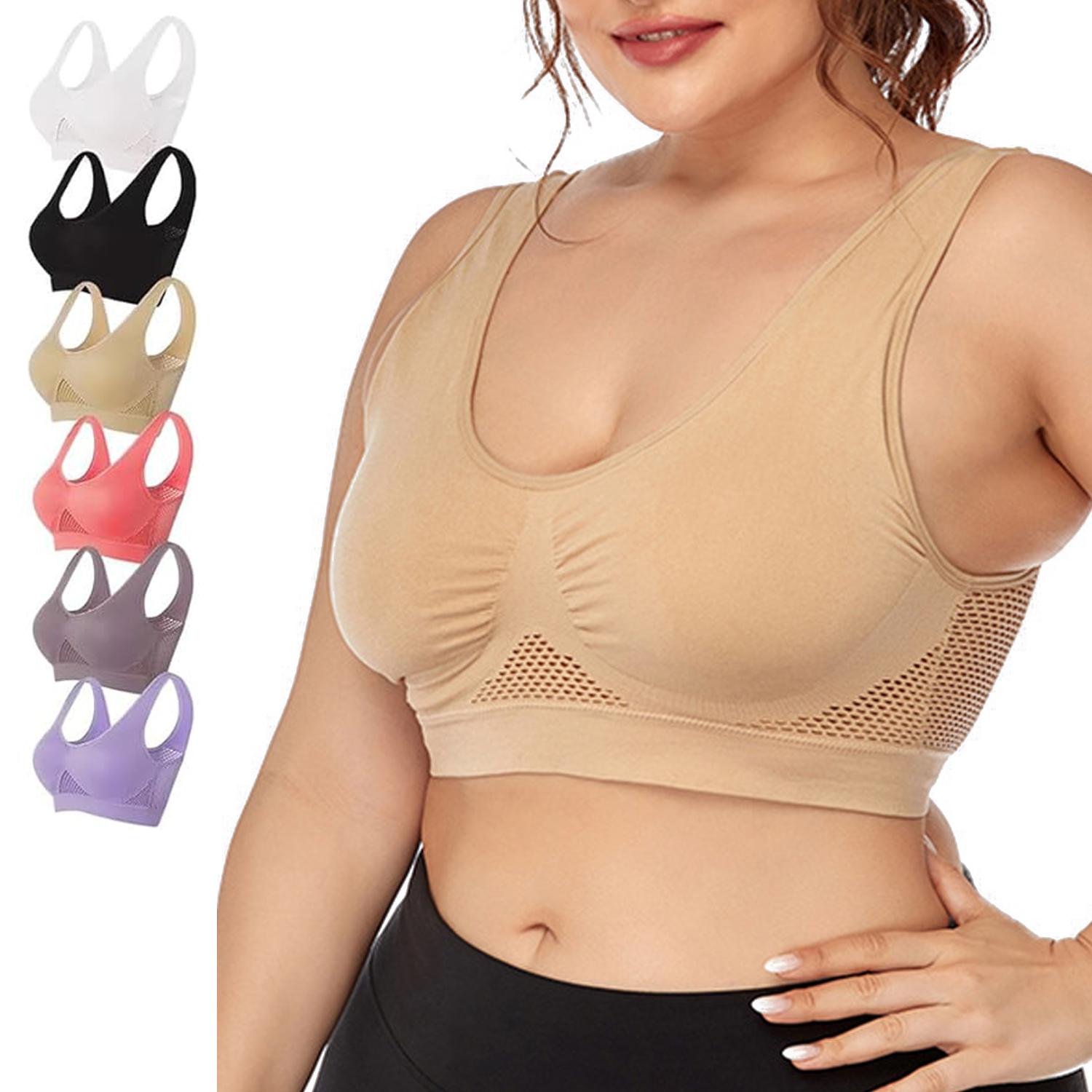 

Дышащий бюстгальтер Cool Liftup Air, воздушный бюстгальтер большого размера. Дышащий и удобный спортивный бюстгальтер из сетки для женщин. 5XL античный белый