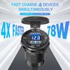 2Pcs 12V/24V Outlet With Voltmeter, Quick Charge 3.0 Dual USB Power Outlet, Waterproof Fast Charge USB Charger Socket DIY Kit For Car Boat Marine (2