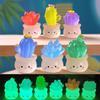 652F 5pcs Mini Luminoused Succulents Cactus Plant Decors Decorations Miniature Car