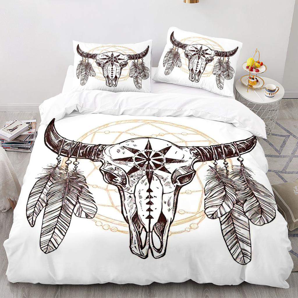 Drømmefanger Dynetrekksett 3D-trykk Fjær Sol Måne Polyester Dynetrekk King Queen Twin Full Størrelse for Barn Gutter Jenter