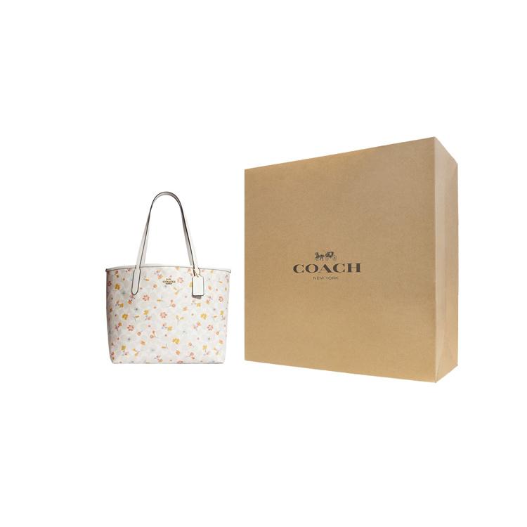 New COACH City Artificial Leather Tote Bag Shopping Bag Handbag Shoulder Bag Large Size Women's White C8614-IMCAH