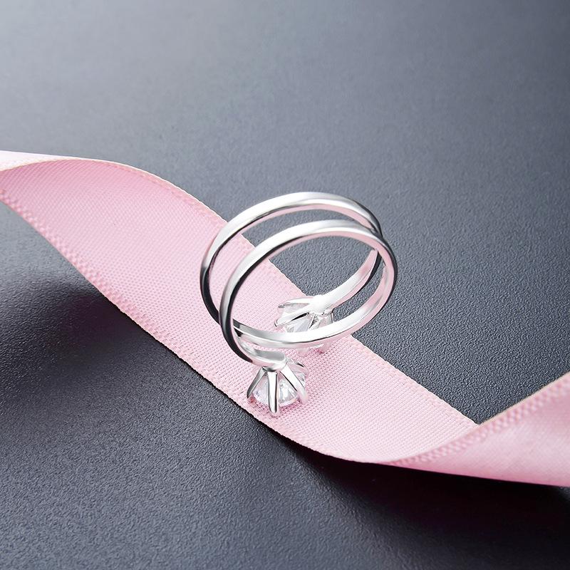 Lindon Classic 925 Sterling Silver Zircon Ring Ladies Jewelry Wedding Promise Party Gift