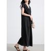 Sancai 2025 Summer Lyocell Loose A-Line U-Neck Maxi Dress