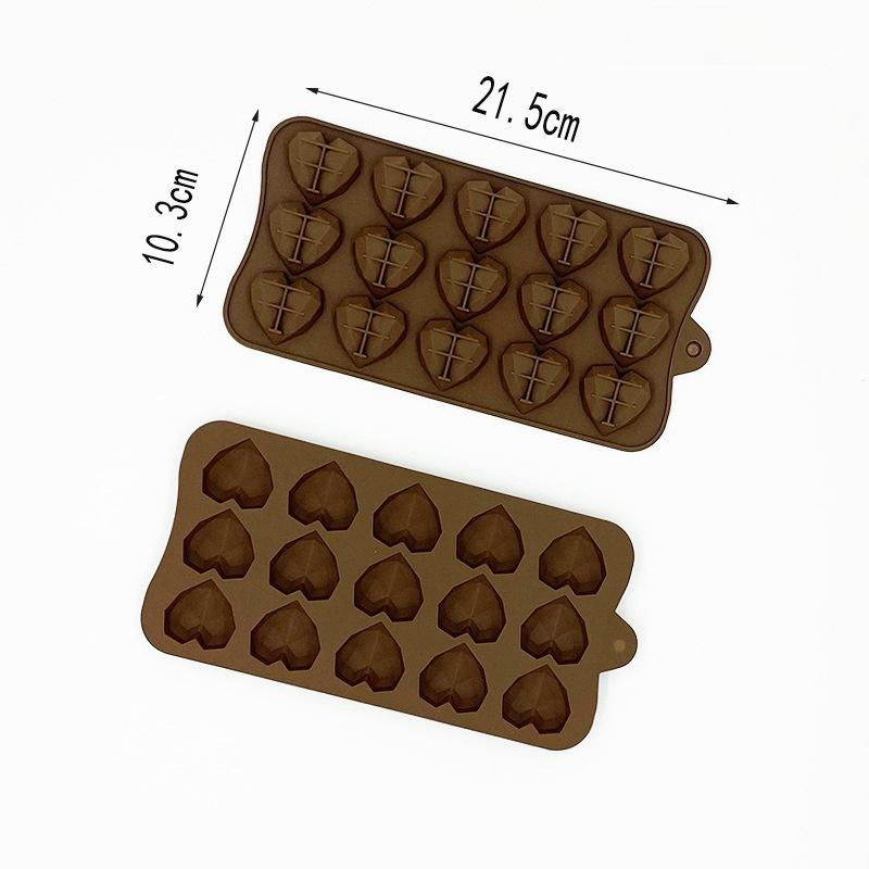 DIY Silicone Chocolate Mold 15 Cavity Diamond Heart Cake Accessories Molds Kitchen Ice Cubes Biscuit Pastry Manual Baking Mould