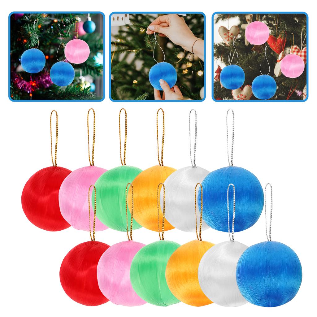 30Pcs Reusable Christmas Tree Decorations Snowball Pendant Silk Ball Holiday Ornament for Office Home Party Setup