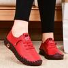 Frühling und Herbst handgenähte Einzel-Schuhe große Größe Damenschuhe mittlere Mutter-Schuhe kleine weiße Schuhe flache Freizeitschuhe