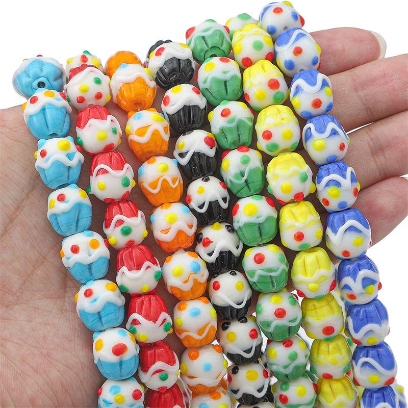 2pcs/Bag Cute Lampwork Glass Cake Beads Charm Loose Beads For Necklace Bracelet Earring DIY Jewelry Craft Making Supply