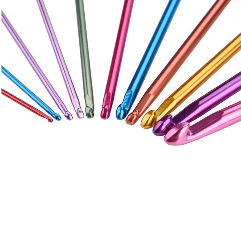 Practical 11 Size Tunisian Afghan Crochet Hooks Multicolor Aluminum Knitting Needles Hook Multicolour  2 - 8 Mm HOT