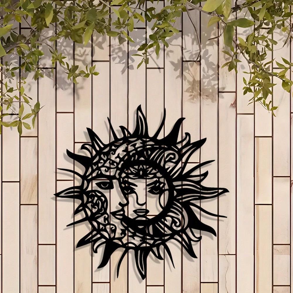 2D Flat Romantic Sun & Moon Metal Wall Art, Indoor Outdoor Decor, Valentine Gift for Couples