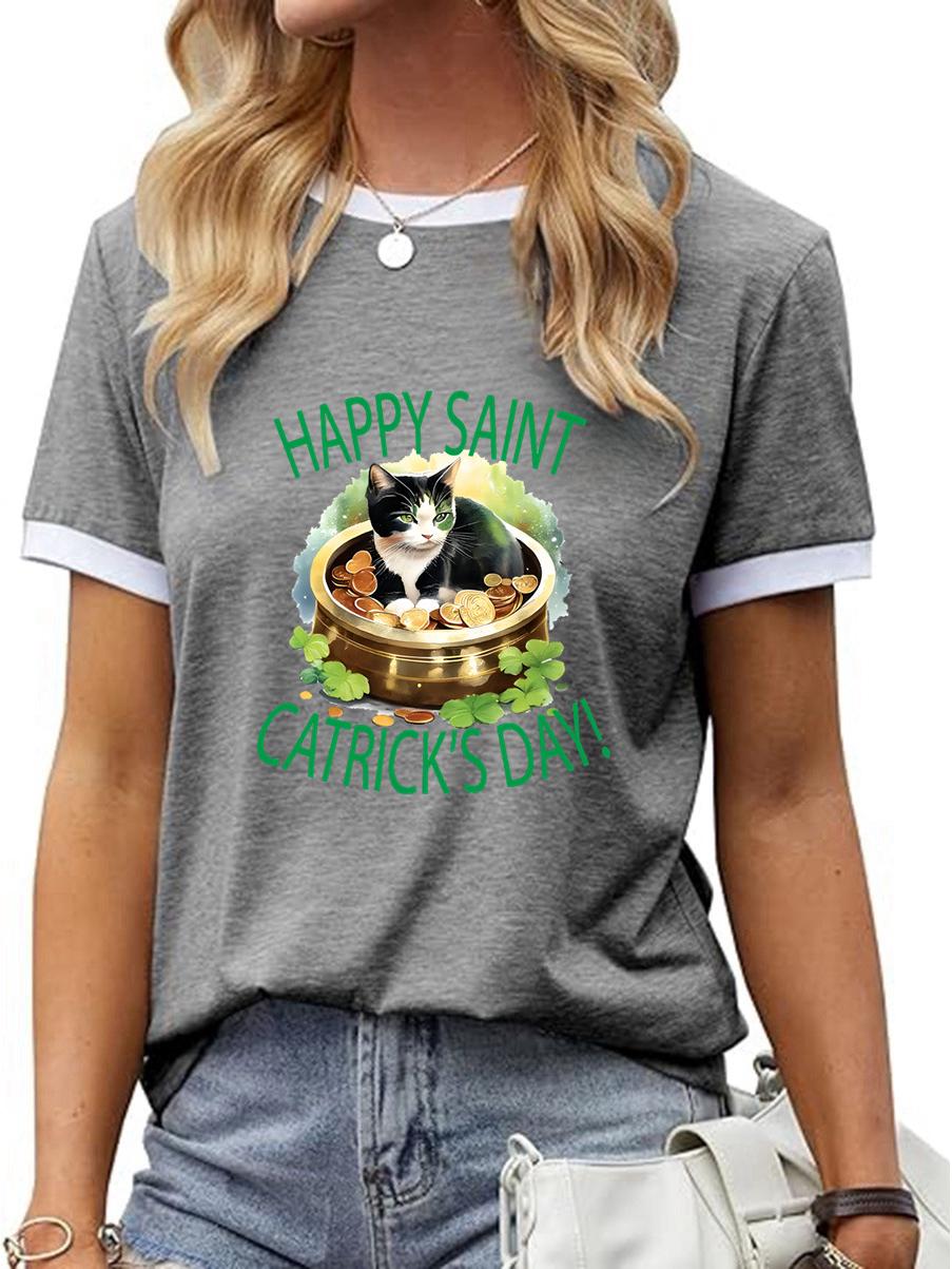 

Однотонный пустой Ст. Футболки с коротким рукавом на День святого Патрика для Европы и Америки. 3X Large