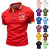 Kurzarm-Poloshirt mit Knopfleiste, Regenbogen-Borte und Grafikdruck für Herren, Lässiges Kragenoberteil